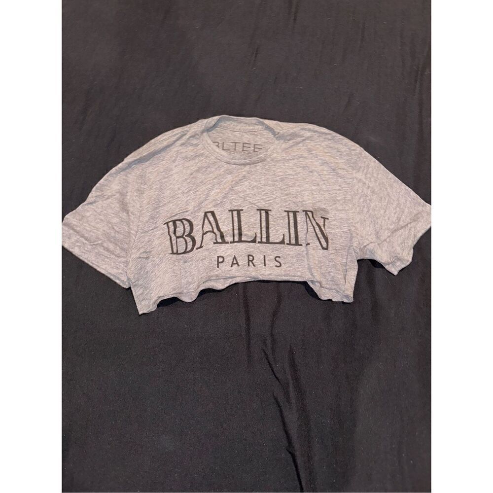 BALLIN Brian lichtenberg size XS women’s gray cropped top short sleeve